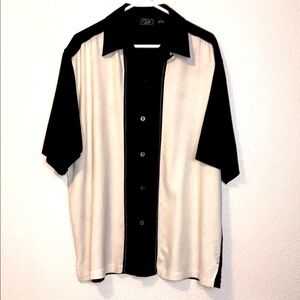 Vintage silk Havana shirt black cream L